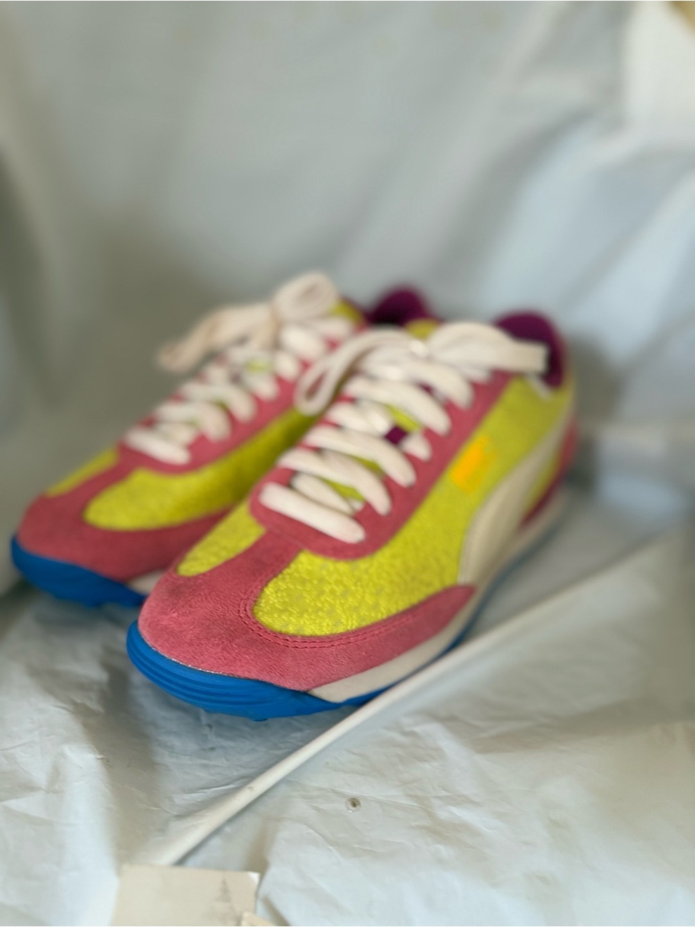 Puma Women's Pink, Lime & Blue Easy Rider Brights Retro Style Runner Sneakers - Picture 6 of 11